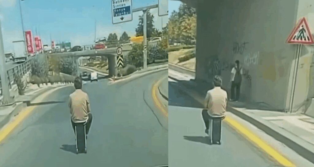 elektrikli skuterla akilalmaz yolculuk valizle bindi RDiaxR9k