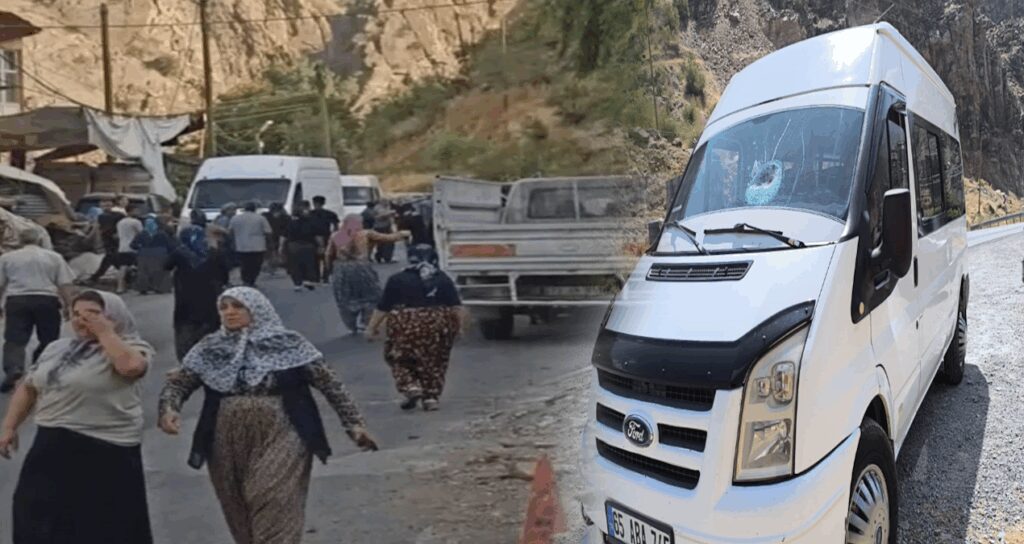 Minibüse taşlarla sopalarla saldırdılar